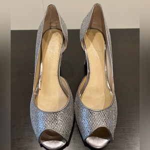 Marc Fisher Joey Glitter D'orsay Peep Toe Formal Party Pumps Metallic